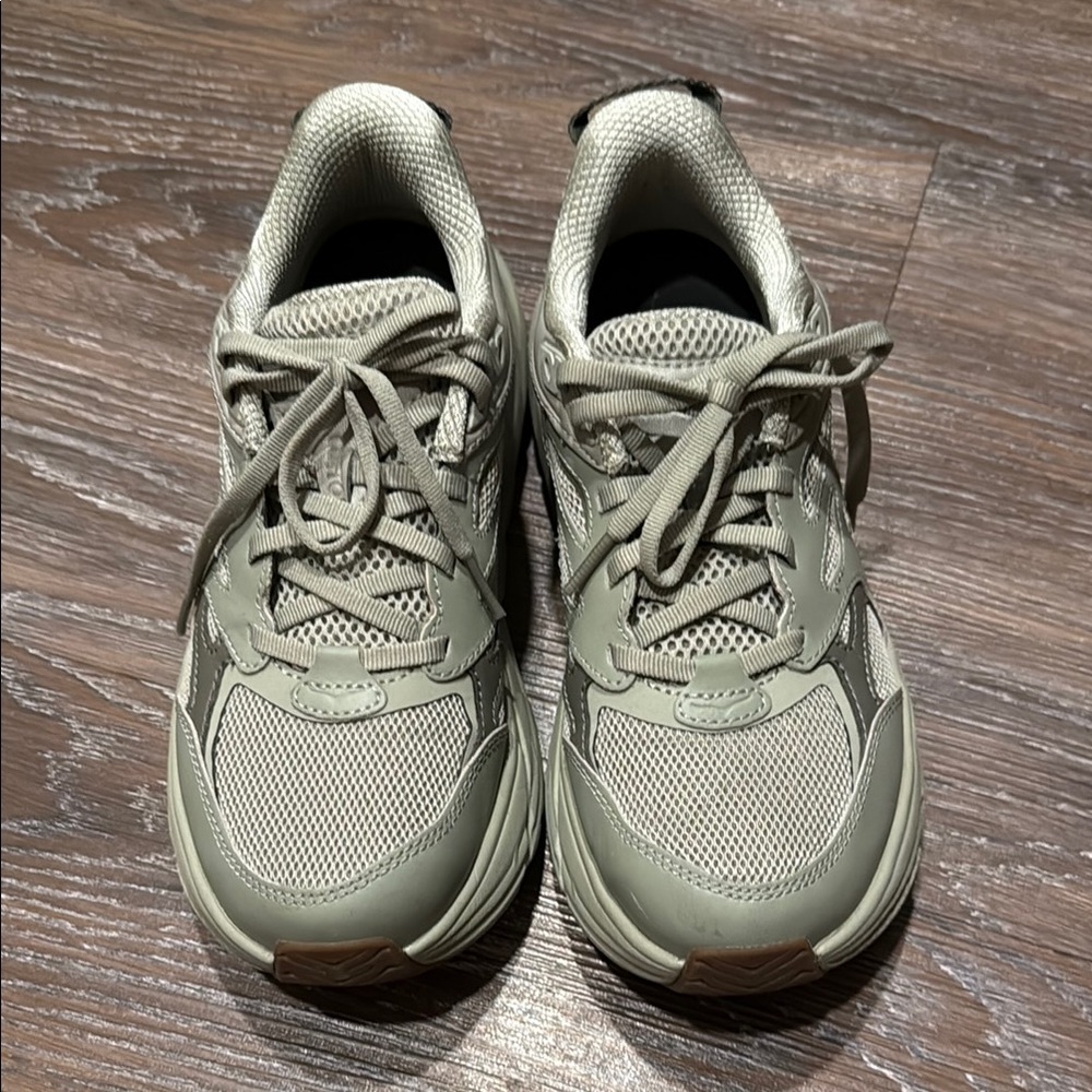 Hoka olive green sneakers